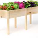 MIXC 72L X 23W Raised Garden Bed Outdoors with Legs, Elevated Reinforced Wooden Large Planter Box for Backyard, Patio, Balcony w/Divider Panel, 6 Legs, 300lb Capacity
