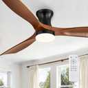 Fanbulous 52 Inch Ceiling Fans with Lights and Remote, 3 Blades Flush Mount Low Profile Ceiling fan, Efficient 3475 CFM, Timer, Quiet 35dB, 3CCT, Reversible for Bedroom Living Room,Foldable Design