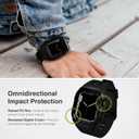 Nereides Compatible With Apple Watch Band 45mm 44mm, for Apple Watch Series series 9/8/7/6/5/4/SE/SE2, Sports Strap with TPU Band,Shockproof PC Frame Bumper, Rugged Heavy Duty Band Men (Original Black)