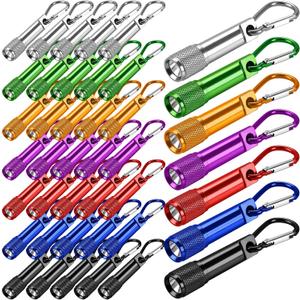 42 Pcs Mini Keychain Flashlights Ultra-Bright LED Metal Carabiner Clip Compact Emergency Lights for Camping Hiking Cycling Survival Kits
