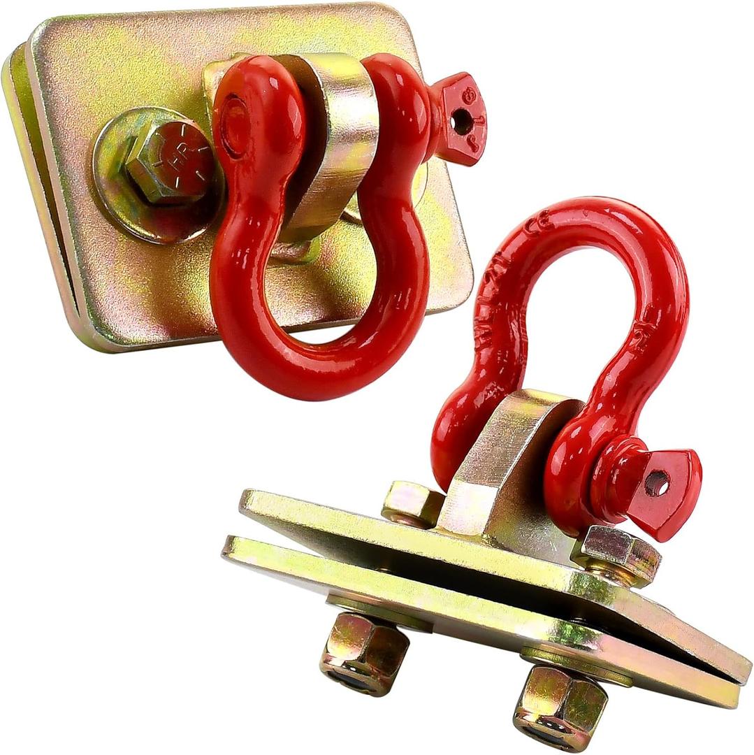 D Ring Shackle 1/2 inch with Bolt on Clevis Mount and Backer Plate Made of Grade 70 Forged Steel Heavy Duty Easy Installation Design 1/2 inch Shackle Mount Kit (Including Hardware)