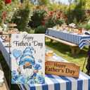 2 x Heyfibro Happy Father's Day Garden Flag 12x18 Double Sided Burlap, Blue Gnome Best Dad Rose Floral Father's Day Yard Banner, Buffalo Plaid Bow Tie Love Heart Trophy Outdoor Decor (ONLY FLAG)