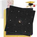 BRIFUTR 2025 Upgrade Graduation Cap Decorations kit, Includes 12 Pcs 9.5 X 9.5 Graduation Cap Topper Blank Glitter Cardstock with Self-Adhesive and 5 Sheets Rhinestones for Graduation Cap Topper