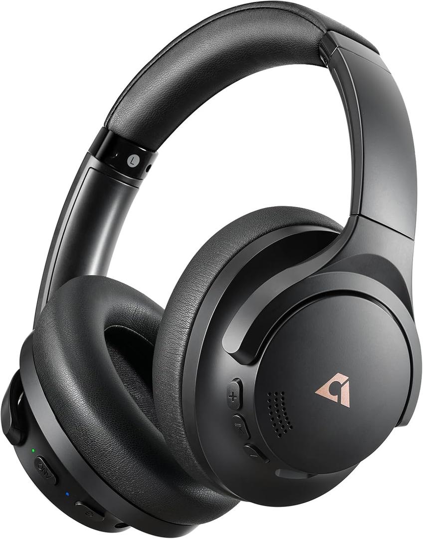 1Mii Y8 Noise Cancelling Headphones, Wireless LDAC Hi-Res Audio, 75H Battery Life, Comfortable, Over Ear Headphones Bluetooth 5.3 for Plane/Travel/Office - Black