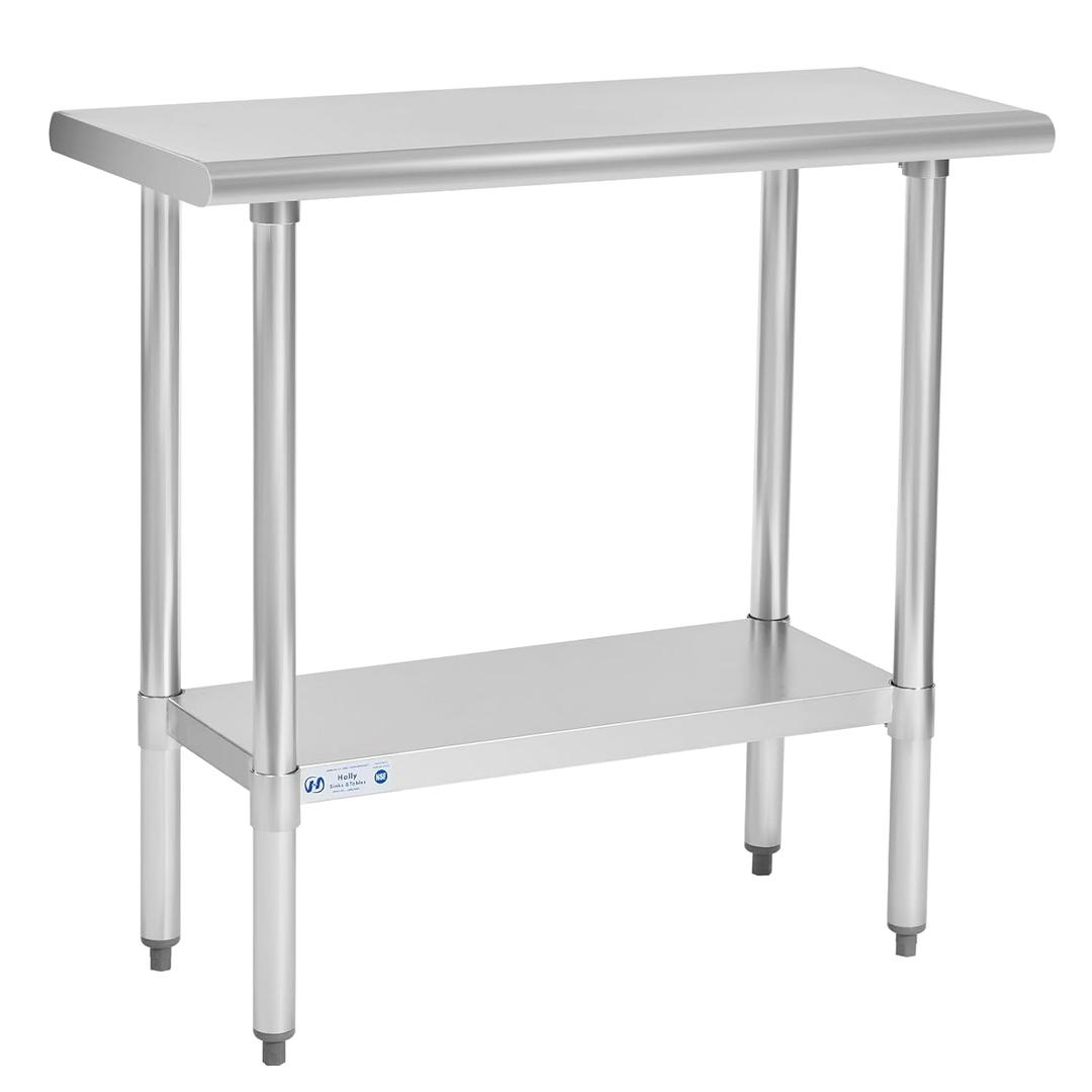 Hally Stainless Steel Table for Prep & Work 18 x 36 Inches NSF Commercial
Metal Heavy Duty Workbench, Adjustment Undershelf, for Kitchen, Restaurant, Home, Hotel, Garage, Pizza Oven, Galvanized Legs