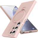 Mag-Ring for Galaxy S25 Ultra Case, Liquid Silicone [Moisturizing Factor] Exreme Soft Slim Phone Case with Stand [Compatible with MagSafe] for Samsung Galaxy S25 Ultra 6.9" Men Women, Pink