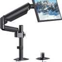 HUANUO Single Monitor Arm, Tall Computer Monitor Stand for 1332 inch Screens Holds 4.4-19.8 lbs, Adjustable Monitor Mount Gas Spring Full Motion with C-Clamp & Grommet Base, VESA 75x75 or 100x100mm