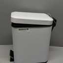 mDesign 5 Liter Rectangular Small Steel Step Trash Can Wastebasket, Garbage Container Bin for Bathroom, Powder Room, Bedroom, Kitchen, Craft Room, Office - Removable Liner Bucket, Matte White (1.3 Gallon)