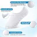 Halfchet 9 Pairs Diabetic Liner Socks Padded Plus Size Anti-Slip Diabete No Show Non-binding Liner Socks with Silicone Heel Grip for Men Women Neuropathy Swollen Feet(White)