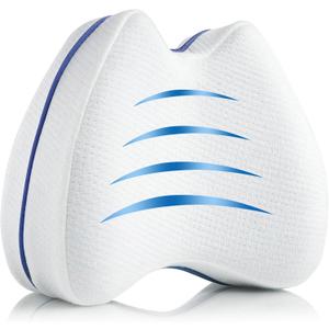 QISHFEN Knee Pillow for Side Sleepers Hip Pain Memory Foam - Leg Pillow for Side Sleeping Back, Sciatica, Knee Pain Relief - Side Sleeper Pillows with Washable Cover (2 Pack)