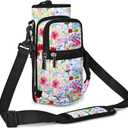 AUPET Water Bottle Sling Bag Sleeve Holder Carrier 32oz,Insulated Crossbody Water Bottle Case Cover with Strap and Pockets for Men/Women Walking Hiking (Doodle-Style Flower)