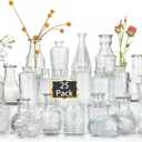 Glass Bud Vases Set of 25,Small Clear Vases for Flowers, Vintage Vases in Bulk for Centerpieces,Mini Glass Vase Assorted for Rustic Wedding,Floral Arrangements,Home Table Decorations