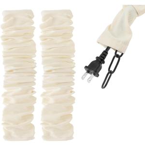 RTNLIT 4 Feet Fabric Cord Cover, Chandelier Chain Cable Sleeve for Lighting Wires, Swing Chains Decorative, Cables Management & Hider (Beige, Pack of 2)