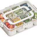 Snack Box with 8 Compartments, Picnic Box, Snack Box with Lid and Handle, Place Various Sweets, Nuts, Fruits and Biscuits