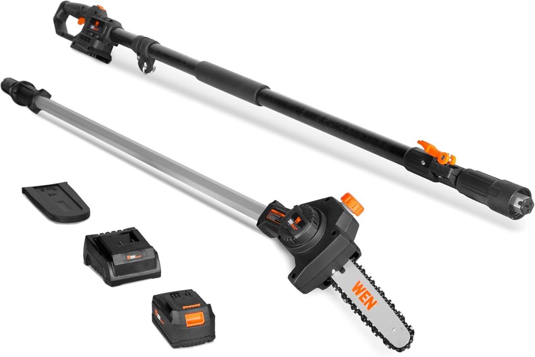 WEN 20V Max Cordless Brushless 8 Inch Pole Saw with 4.0Ah Battery and Charger (20759)