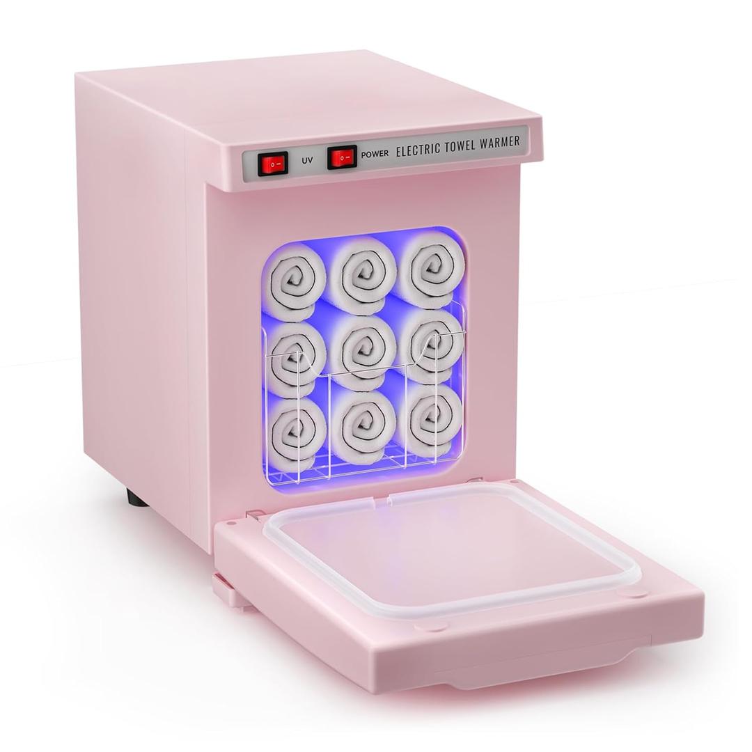 Hot Towel Warmer for Spa, Thermostatic Towel Heater, 2-in-1 Professional Mini Towel Warmer, Beauty Salon and Spa Towel Warmers for Facial.(5.5L-Pink)