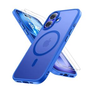 Miracase Magnetic Series for iPhone 16 Case [Compatible with MagSafe] [with 2X Screen Protectors] Military-Grade Protection, Anti-Fingerprint, Slim Phone Case for iPhone 16 6.1 inch - Blue