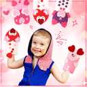 32 Pcs Valentine's Sock Puppets Making Kit Heart Hand Puppet Felt Toys for Kids Storytelling Role Play Party Supplies for Girl Boy