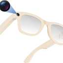 Upgraded AI Smart Glasses with Camera 8MP HD1080P Video Glasses with Camera and Audio -Video Recording Glasses with Audio, Video Glasses, Real-Time Translation (Frost White)