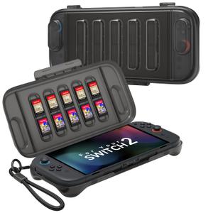 JSAUX Protective Case for Nintendo Switch 2 (2025), Hard Carrying Shell, Slim & Portable, Dustproof, Built-in 10 Game Card Slot, Travel-Carry, Full Protection Cover Translucent Black PC0116