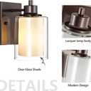 2 Pack Bath Vanity Light Fixtures, Modern Indoor Wall Scone Lighting with Dual Glass Shade, Oil Rubbed Bronze Wall Lamp for Bedroom Mirror Kitchen Living Room Entryway