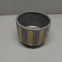 Bloomingville 5.5 Inches Round Stoneware Planter with Wax Relief Stripes, Holds 4 Inches Pot, Lilac Color and Brown