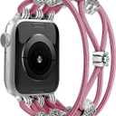 Newlibery Beaded Bracelet Compatible with Apple Watch Band, A Smoke Violet, S-38/40/41/42mm(series 12/11/10)