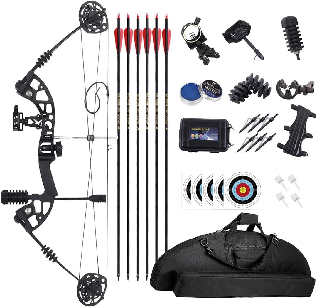 SOPOGER Archery Compound Bows for Adult - Compound Bow Package Kit Full Set Adjustable Draw Weight 30-60 Lbs IBO Speed 320 FPS for Beginner Teens Outdoor Hunting Shooting Practice