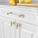 Amerdeco 10 Pack Brushed Satin Nickel and Gold Cabinet Pulls 5 Inch(128mm) Hole Center Drawer Pulls Cabinet Hardware Kitchen Cabinet Handles for Bathroom Dresser Pulls ZH0067