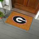 NCAA University of Georgia Natural Coir Doormat, Official Full Color Team Logo, 28 x 16 Inches, Non Slip Back, Front Door Welcome Floor Mats, Indoor Outdoor Entrance Rug