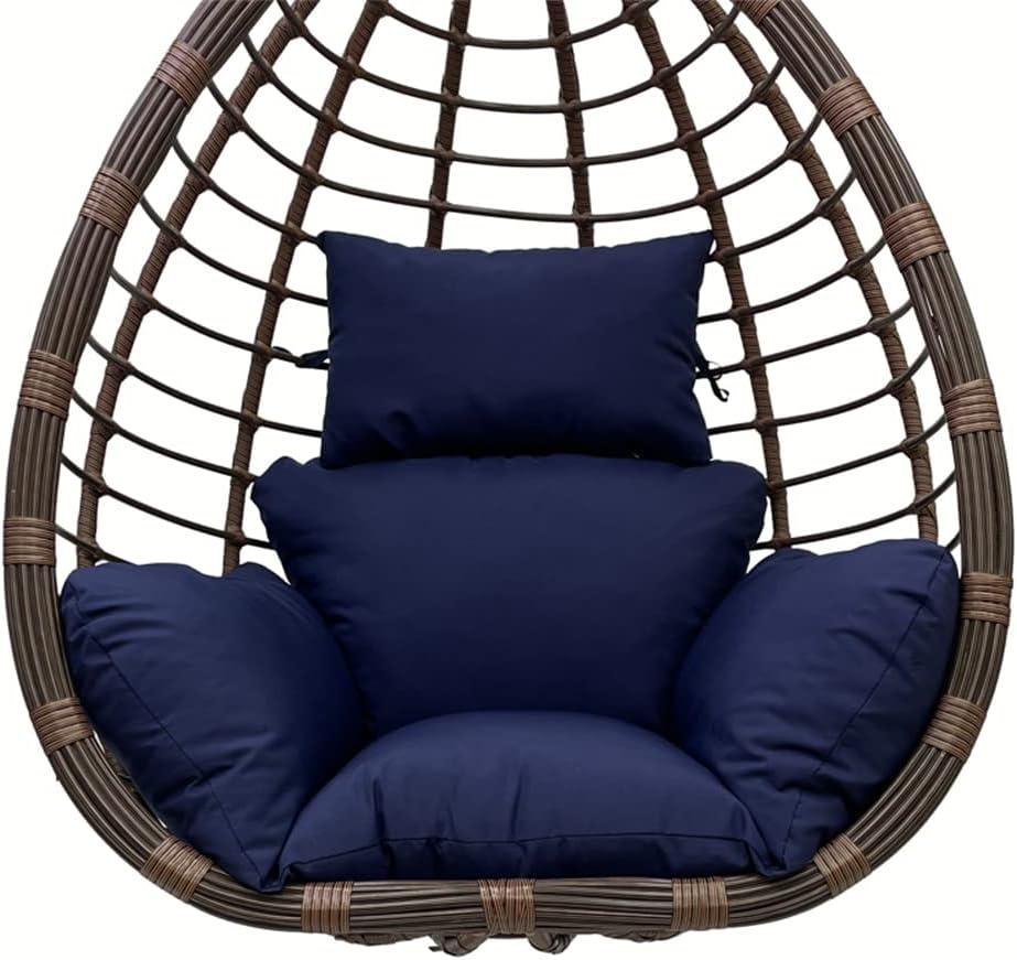Srutirbo Egg Chair Cushion Replacement, Foldable Waterproof Hanging Basket Swing Chair Cushion with HeadrestOutdoor Porch Backyard Patio Hammock Swing Replacement Cushions (Navy Blue)