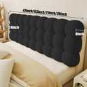 Upholstered Headboard Full Bed Pillows Wall Mounted Headboard Pillow Teddy Fleece Resting Support Bolster Cushion for Sitting in Bed, Snowball Foldable Backrest for Bedroom Daybed, Black 47x24x8 Inch