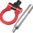X AUTOHAUX Red Aluminum Alloy Round Front Rear Bumper Trailer Ring Eye Towing Tow Hook Screw for Hyundai Veloster 2012-17 for M20x2.5 Screw