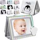 Dr.Rapeti Soft Tummy Time Book Baby Safe Mirror with Teether Crinkle Pages Tummy Time Mirror High Contrast Montessori Sensory Toy Tummy Time Toy for Newborn Baby Infant for 0+