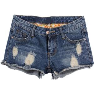 Womens Vintage Fringe Denim Shorts Jeans, Size 34
