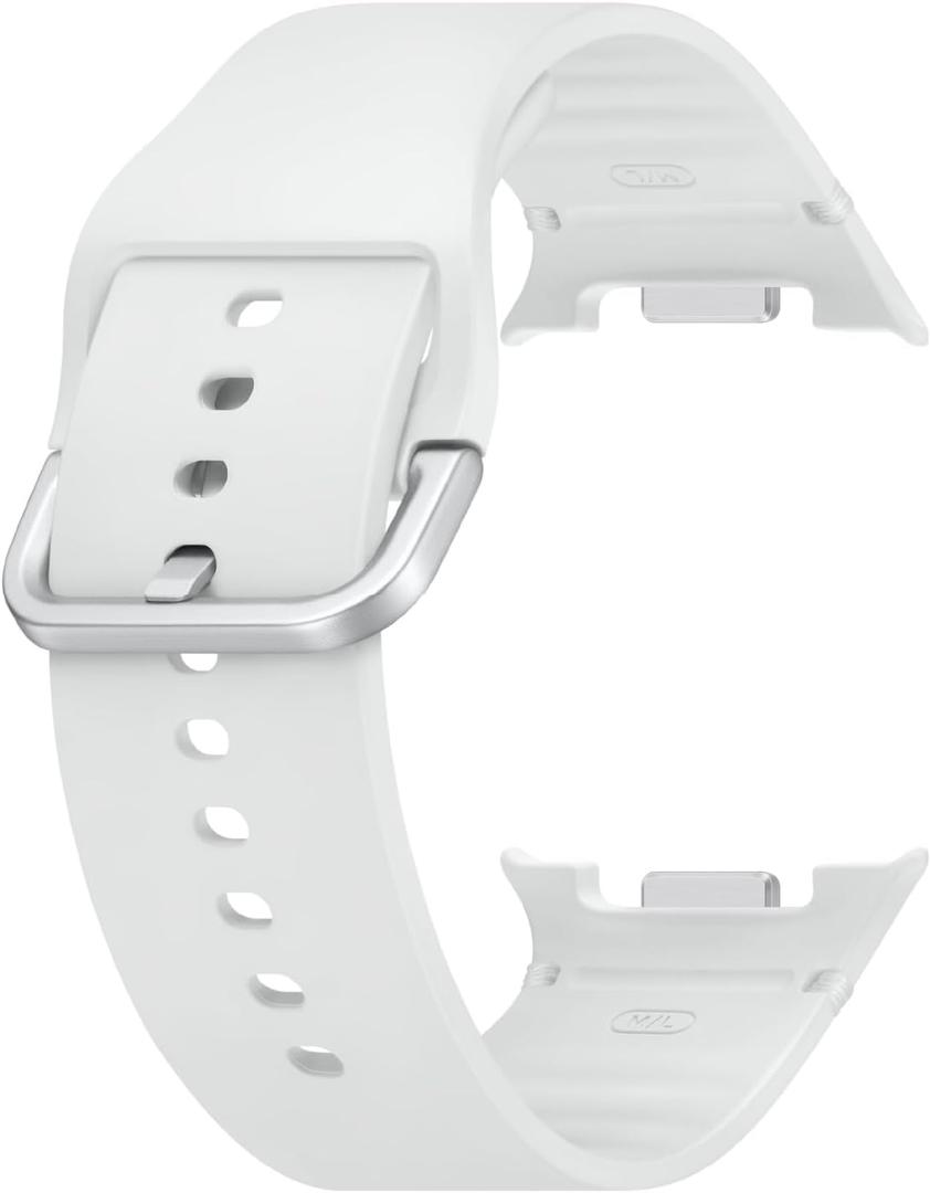 Samsung Galaxy Watch 8 Series Sport Band, Rubber, Dynamic Lug System, Flexible Fit, Breathable, Compatible with Galaxy Watch 8 and Watch 8 Classic, M/L White