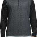M MAELREG Quarter Zip Pullover Men Moisture Wicking Lightweight Sports Print Mock Neck Golf 1/4 Zip Pullover Mens Sweatshirt (Large, Black Grey Leaf)
