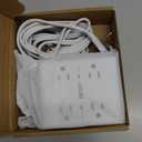 10Ft Extension Cord with Multiple Outlets, Flat Plug Surge Protector Power Strip 10 Ft Long Cord, 8 Outlets & 4 USB Ports (2 USB C), Desk Charging Station for Home Office, College Dorm Room Essentials (White)