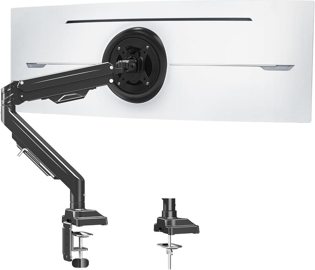 MOUNT PRO Single Monitor Arm for Max 43 Inch Computer Screen up to 33lbs, Heavy Duty Ultrawide Monitor Stand, Premium Fully Adjustable Gas Spring Desk Mount, VESA Mount with Clamp/Grommet Base