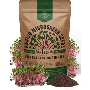 Organo Republic Radish Sprouting & Microgreens Seeds - Non-GMO, Heirloom Sprout Seeds Kit, 1lb Resealable Bag for & Growing Microgreens in Soil, Coconut Coir, Aero garden & Hydroponic System.