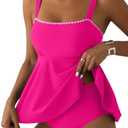 Aleumdr Tankini Swimsuits for Women Modest Two Piece Bathing Suit Square Neck Swim Top with High Waisted Bottom Large