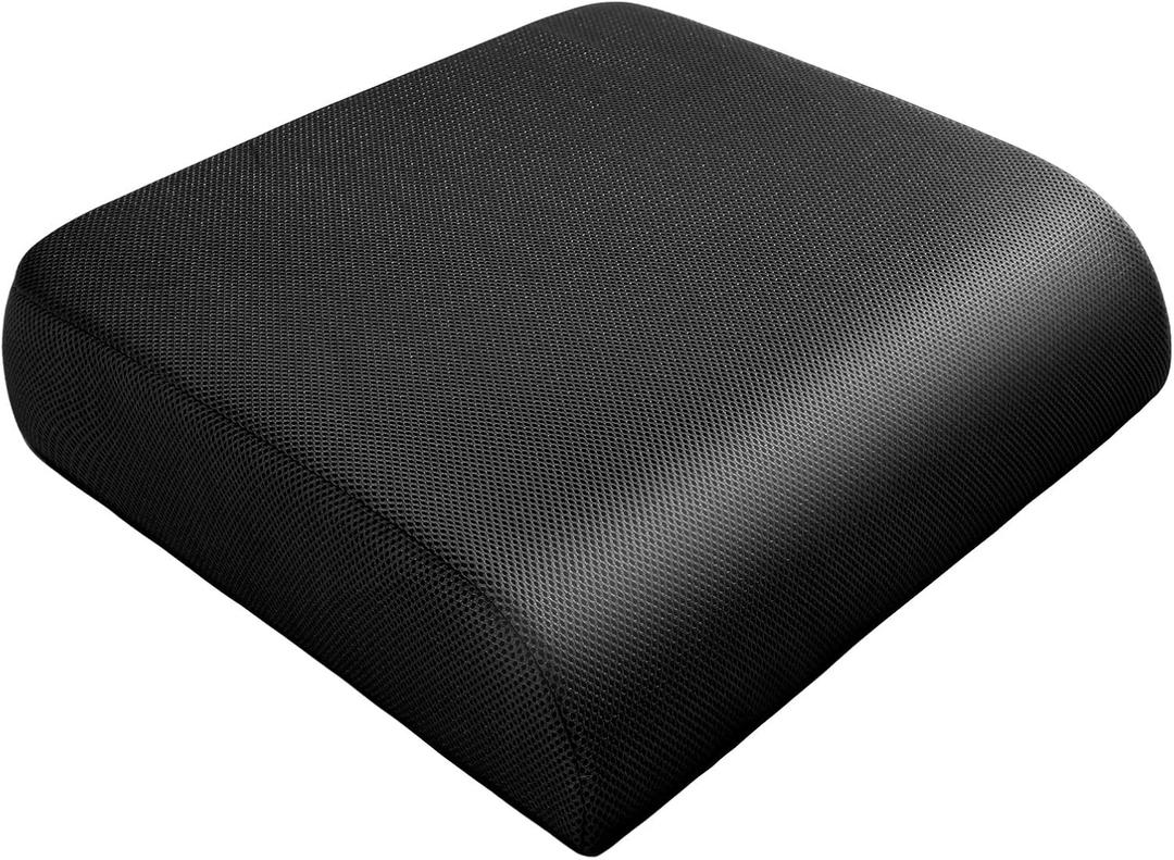 YOUFI Extra Thick Large Seat Cushion -19 X 17.5 X 4 Inch Gel Memory Foam Cushion with Carry Handle Non Slip Bottom - Pain Relief Coccyx Cushion for Wheelchair Office Chair (Black (1PACK))