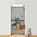 71" High Extra Tall Aluminum Pet Gate, No-Trip Double Door & Auto Close Safety Cat Gate, Jump-Proof & No Drilling Needed,The Ultimate Tall White Cat Gate for Doorways.1.3 Narrow Bar Spacing White. (Black)