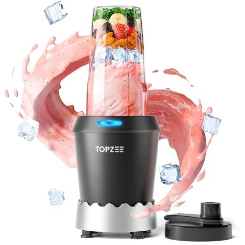 TOPZEE Personal Smoothie Blender, 1000W Single-Serve Blender with 24oz To-Go Cup, Twist-On Start/Stop, for Protein Shakes & Smoothies, Compact Countertop Blender, Black