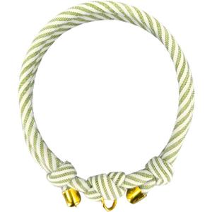 Cute 5mm Thin Cotton Cat Dog Collar  Slip-On Collar for Dogs & Cats with O-Ring, Adjustable No Buckle for Small to Large Breeds, Handmade in California (Green, S/M (6-13"))