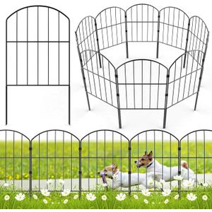 VANCASTLE Decorative Garden Fence Outdoor, 11 Panels Rustproof Metal Landscape Barrier Fence
