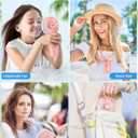 2 x JZCreater Mini Handheld Fan, Portable Rechargeable Fans, Quiet 4 Speed, 2in1 Battery Operated USB Desk Fan, Small Folding Stand Electric Fan for Travel Outdoor Home Office Makeup, Gift for Women (Pink)