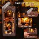 Book Nook Kit,DIY Miniature House Kit,Dollhouse Booknook with Dust Cover & LED Light,3D Wooden Bookends Puzzle,Bookshelf Decorfor for Adults, Teens, Beginners,Gifts for Family, Friends