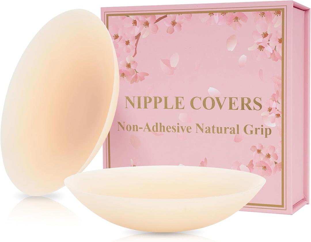 GIZU Not Sticky Medical-Grade Silicone Nipple Covers, Natural Grippy Fit Body, Reusable Seamless No-Show Pasties