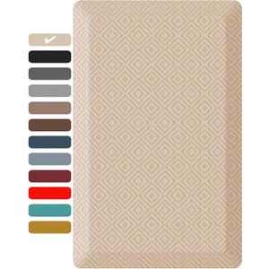 Ophanie Kitchen Mats for Floor, 3/4 inch Thick, 20x32 Anti Fatigue Christmas Cushioned Mat, Kitchen Rug, Waterproof, Comfort Ergonomic Standing Mat for Office, Home, Sink, Beige Non-Slip Ridged Bottom